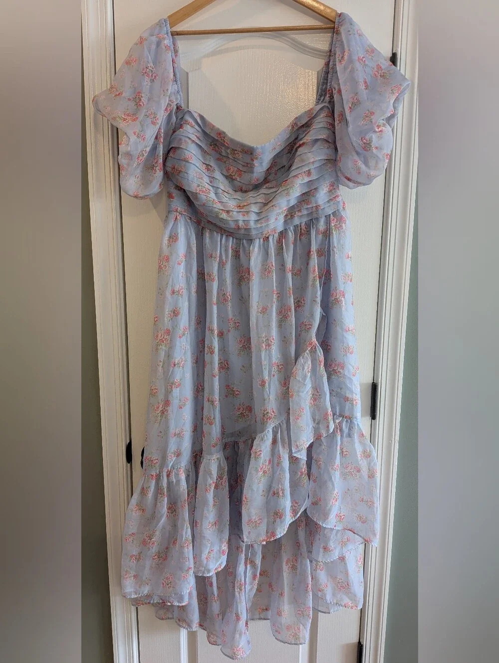 Abercrombie & Fitch Emerson Drama Maxi Dress Off-The-Shoulder Floral Ruffle XLP